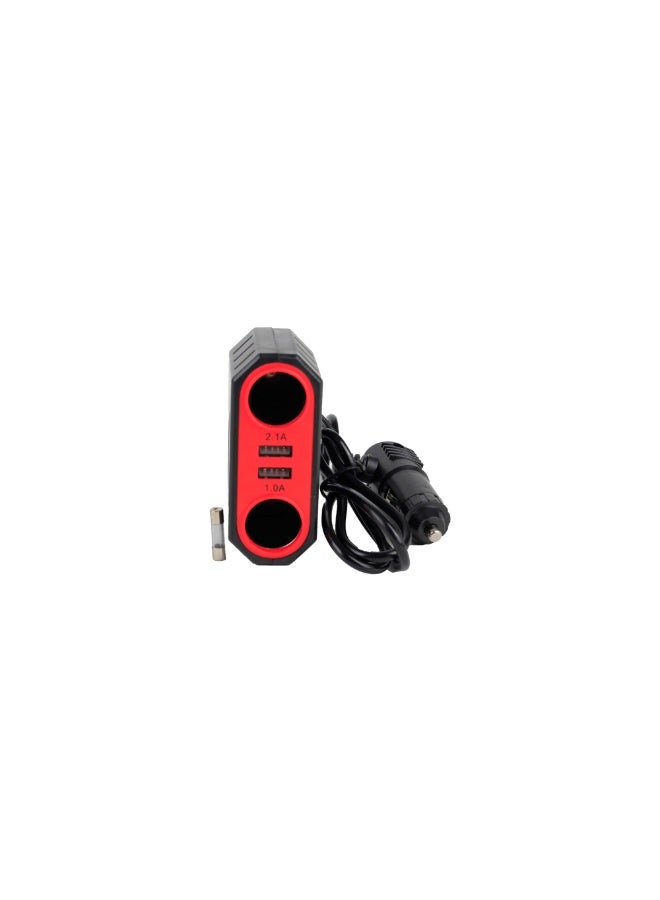Dual USB Car Charger with 2 Cigarette Lighter Sockets 120W - Image 1